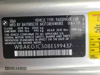 2011 BMW 3 Series 335is with VIN WBAKG1C50BE599437, listed as a Copart auction lot 61936864 with 165,046 mi miles and Salvage Title. Bid and sale history available at carsss.com. Image 12.