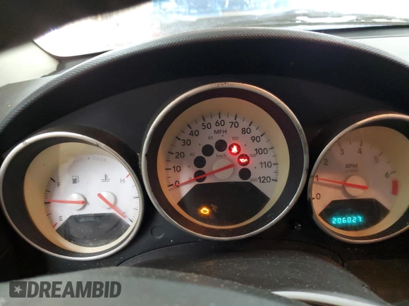2008 Dodge Caliber SXT with VIN 1B3HB48CX8D665433, listed as a Copart auction lot 47119435 with 206,027 mi miles and Salvage Title. Bid and sale history available at DreamBid. Image 9.