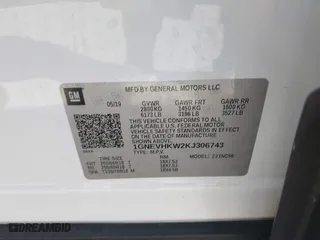2019 Chevrolet Traverse LT Leather with VIN 1GNEVHKW2KJ306743, listed as a IAAI auction lot 41560538 with 132,641 mi miles. Bid and sale history available at carsss.com. Image 9.