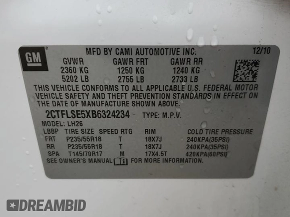 2011 GMC Terrain SLE-2 with VIN 2CTFLSE5XB6324234, listed as a Copart auction lot 45189075 with 142,474 mi miles and Clean Title. Bid and sale history available at carsss.com. Image 12.
