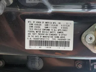 2015 Acura TLX V6 with VIN 19UUB2F38FA017772, listed as a Copart auction lot 56461695 with Not provided miles and Salvage title. Bid and sale history available at DreamBid. Image 13.