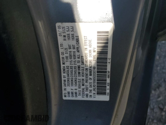 2005 Honda CR-V EX SE z VIN JHLRD78985C030749, wystawiony jako Copart lot #56605325 z przebiegiem 172 235 mil mil oraz Szkoda całkowita • Salvage title. Historia ofert i sprzedaży dostępna na DreamBid. Obrazek 13.