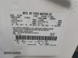 2008 Ford F-150 STX with VIN 1FTRX14W88KD72631, listed as a Copart auction lot 47970115 with 193,795 mi miles and Clean title. Bid and sale history available at DreamBid. Image 12.