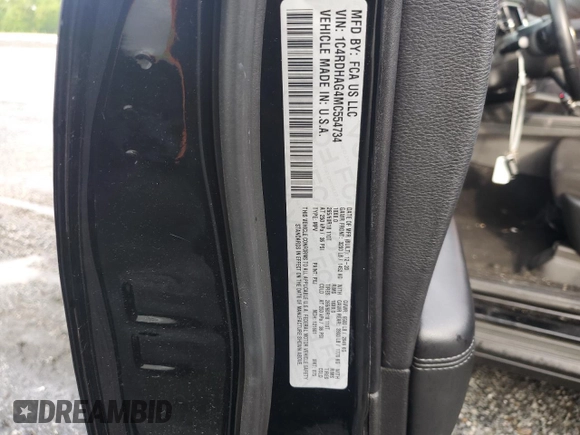 2021 Dodge Durango SXT with VIN 1C4RDHAG4MC554734, listed as a Copart auction lot 54515225 with 65,768 mi miles and Clean title. Bid and sale history available at DreamBid. Image 13.