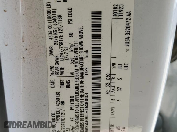 2020 Ford F-250 XL z VIN 1FT7W2A68LED48003, wystawiony jako Copart lot #75399424 z przebiegiem 95 598 mil mil oraz Szkoda całkowita • Salvage title. Historia ofert i sprzedaży dostępna na DreamBid. Obrazek 13.