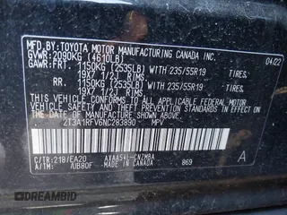 2022 Toyota RAV4 XLE Premium with VIN 2T3A1RFV6NC283890, listed as a IAAI auction lot 42045390 with 69,180 mi miles and . Bid and sale history available at DreamBid. Image 9.