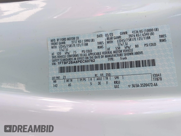 2023 Ford F-250 XL с VIN 1FTBF2BA8PEC60782, выставлен на аукционе IAAI как лот 42259327 с пробегом 22 665 миль миль и . История ставок и продаж доступна на DreamBid. Изображение 9.