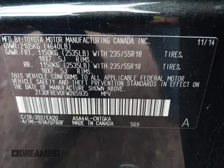 2015 Toyota RAV4 Limited with VIN 2T3DFREV0FW265935, listed as a IAAI auction lot 42353223 with 146,971 mi miles and . Bid and sale history available at DreamBid. Image 9.