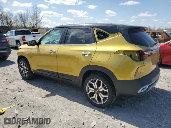 2021 Kia Seltos SX with VIN KNDETCA23M7213245, listed as a Copart auction lot 52227485 with 52,431 mi miles and Salvage Title. Bid and sale history available at carsss.com. Image 2.