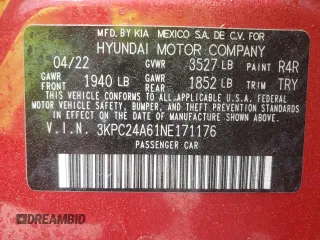 2022 Hyundai Accent SE with VIN 3KPC24A61NE171176, listed as a Copart auction lot 52094165 with 54,293 mi miles and Salvage Title. Bid and sale history available at carsss.com. Image 14.