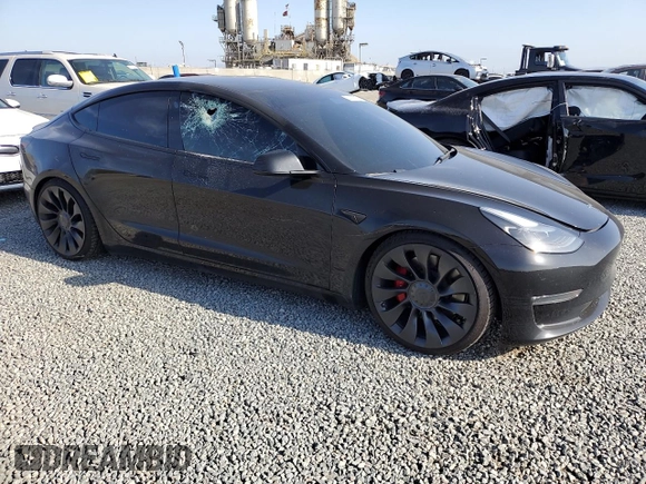 2023 Tesla Model 3 Performance z VIN 5YJ3E1EC9PF414218, wystawiony jako Copart lot #53105285 z przebiegiem 60 745 mil mil oraz Szkoda całkowita • Salvage title. Historia ofert i sprzedaży dostępna na DreamBid. Obrazek 4.