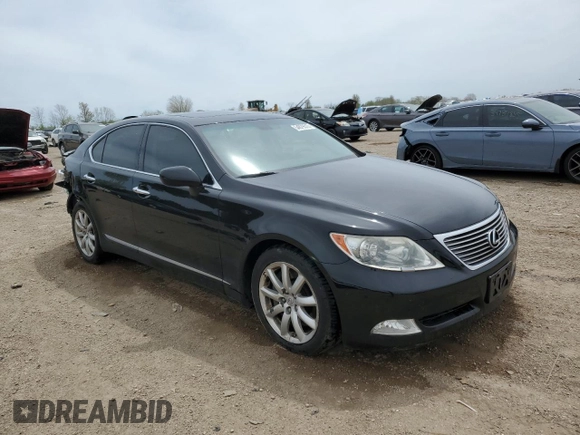 2009 Lexus LS 460 with VIN JTHCL46F195002703, listed as a Copart auction lot 54679515 with 222,391 mi miles and Salvage title. Bid and sale history available at DreamBid. Image 4.