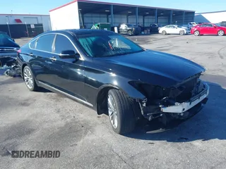 2015 Hyundai Genesis 3.8L with VIN KMHGN4JE1FU073697, listed as a IAAI auction lot 41743060 with 104,938 mi miles. Bid and sale history available at carsss.com. Image 1.