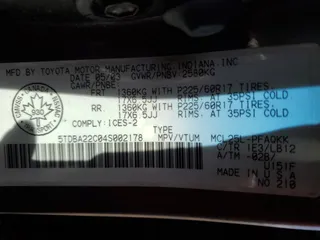 2004 Toyota Sienna XLE with VIN 5TDBA22C04S002178, listed as a Copart auction lot 49716665 with 351,252 mi miles and Salvage Title. Bid and sale history available at carsss.com. Image 13.