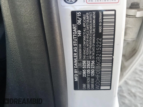 2016 Mercedes-Benz E-Class E 250 BlueTEC Luxury with VIN WDDHF0EB6GB215222, listed as a Copart auction lot 75694884 with 97,035 mi miles and Salvage Title. Bid and sale history available at carsss.com. Image 12.