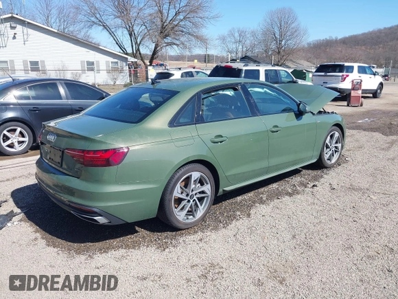 2025 Audi A4 S line Premium Plus with VIN WAUEAAF48SN000964, listed as a IAAI auction lot 41758244 with 9,912 mi miles and . Bid and sale history available at DreamBid. Image 4.