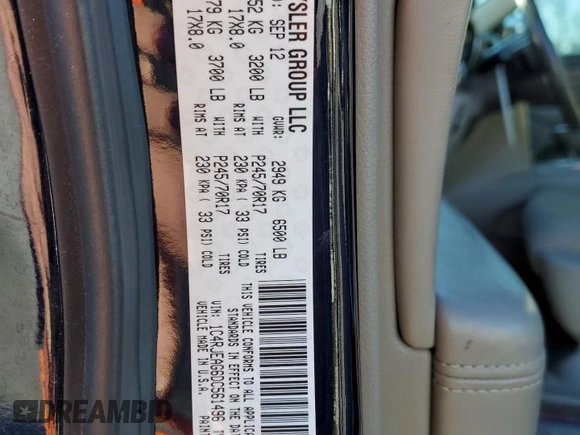 2013 Jeep Grand Cherokee Laredo with VIN 1C4RJEAG6DC561496, listed as a Copart auction lot 45977855 with 253,615 mi miles and Salvage Title. Bid and sale history available at carsss.com. Image 14.