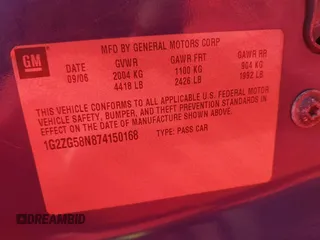 2007 Pontiac G6 G6 с VIN 1G2ZG58N874150168, выставлен на аукционе IAAI как лот 42587113 с пробегом 303 232 миль миль и . История ставок и продаж доступна на DreamBid. Изображение 9.
