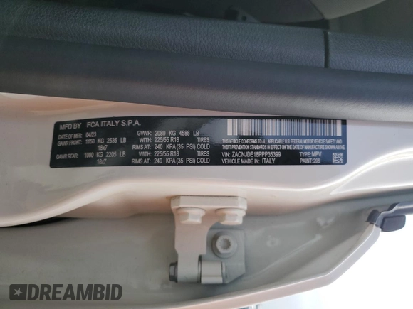 2023 Jeep Renegade Altitude with VIN ZACNJDE18PPP35399, listed as a Copart auction lot 51168305 with 13,795 mi miles and Salvage title. Bid and sale history available at DreamBid. Image 13.