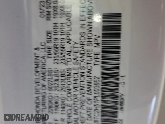 2023 Acura RDX w/Technology Package with VIN 5J8TC2H51PL003662, listed as a Copart auction lot 43852555 with Not Provided miles and Salvage Title. Bid and sale history available at carsss.com. Image 13.