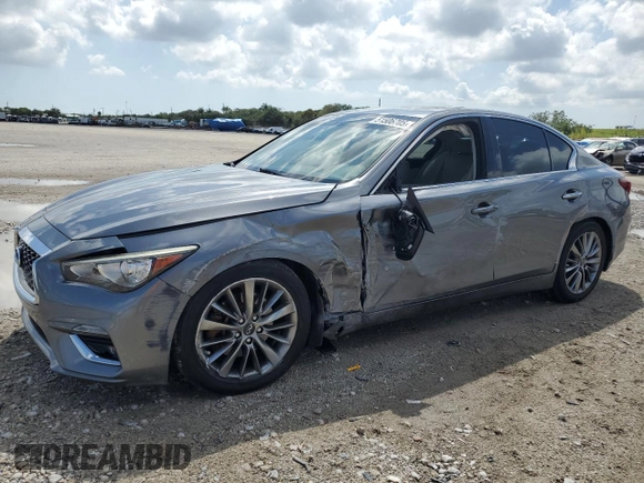 2018 Infiniti Q50 Luxe with VIN JN1EV7AP6JM350922, listed as a Copart auction lot 51506705 with 74,580 mi miles and Salvage Title. Bid and sale history available at DreamBid. Image 1.