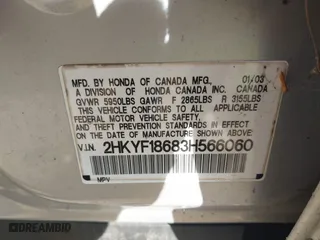 2003 Honda Pilot EX with VIN 2HKYF18683H566060, listed as a IAAI auction lot 42019115 with 182,256 mi miles. Bid and sale history available at carsss.com. Image 9.