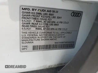 2023 Audi Q7 Prestige with VIN WA1VXBF70PD002040, listed as a Copart auction lot 75412834 with 3,809 mi miles and Non repairable. Bid and sale history available at DreamBid. Image 14.