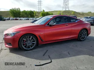 2017 Infiniti Q60 Red Sport 400 with VIN JN1FV7EL3HM701520, listed as a Copart auction lot 57169565 with 103,761 mi miles and Salvage title. Bid and sale history available at DreamBid. Image 1.
