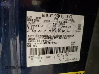 2011 Ford Expedition Max XLT with VIN 1FMJK1J50BEF02278, listed as a Copart auction lot 53820865 with 183,160 mi miles and Non repairable. Bid and sale history available at DreamBid. Image 13.