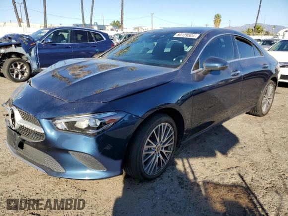 2021 Mercedes-Benz CLA with VIN W1K5J4HB6MN158079, listed as a Copart auction lot 80129504 with 15,222 mi miles and Salvage Title. Bid and sale history available at carsss.com. Image 1.