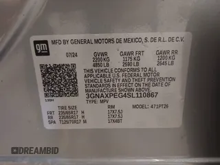 2025 Chevrolet Equinox AWD LT with VIN 3GNAXPEG4SL110867, listed as a IAAI auction lot 41889436 with 1,632 mi miles. Bid and sale history available at carsss.com. Image 9.