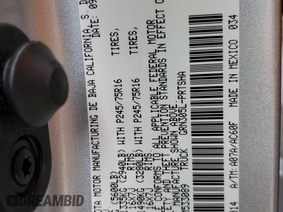 2022 Toyota Tacoma SR with VIN 3TMCZ5AN0NM533089, listed as a Copart auction lot 53757995 with 27,298 mi miles and Salvage title. Bid and sale history available at DreamBid. Image 12.
