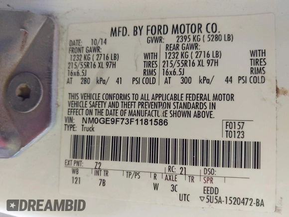 2015 Ford Transit Connect XLT с VIN NM0GE9F73F1181586, выставлен на аукционе IAAI как лот 42320790 с пробегом 147 182 миль миль и . История ставок и продаж доступна на DreamBid. Изображение 9.