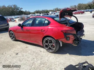 2022 Alfa Romeo Giulia Veloce with VIN ZARFANBN0N7660752, listed as a Copart auction lot 47805155 with 12,519 mi miles and Salvage Title. Bid and sale history available at carsss.com. Image 2.
