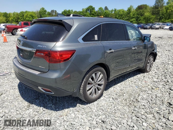2014 Acura MDX Technology z VIN 5FRYD4H4XEB030670, wystawiony jako Copart lot #54409925 z przebiegiem Nie podano mil oraz Szkoda całkowita • Salvage title. Historia ofert i sprzedaży dostępna na DreamBid. Obrazek 3.