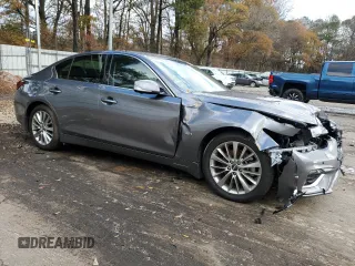 2019 Infiniti Q50 Sport with VIN JN1EV7AP6KM515983, listed as a Copart auction lot 84332744 with 59,812 mi miles and Salvage title. Bid and sale history available at DreamBid. Image 4.
