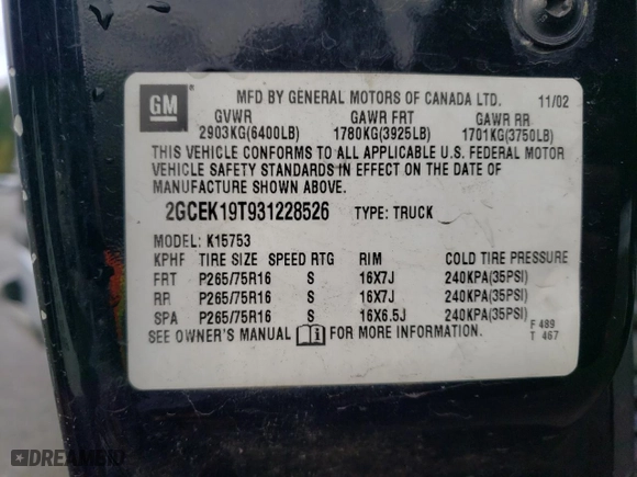 2003 Chevrolet Silverado 1500 LS with VIN 2GCEK19T931228526, listed as a Copart auction lot 52519215 with 217,460 mi miles and Salvage Title. Bid and sale history available at carsss.com. Image 14.