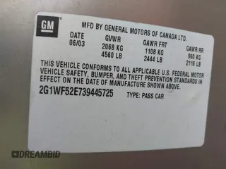 2003 Chevrolet Impala z VIN 2G1WF52E739445725, wystawiony jako IAAI lot #41714913 z przebiegiem 116 119 mil mil oraz . Historia ofert i sprzedaży dostępna na DreamBid. Obrazek 9.