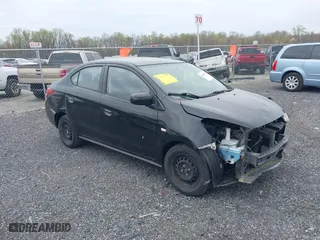 2019 Mitsubishi Mirage G4 ES with VIN ML32F3FJ5KHF04336, listed as a IAAI auction lot 42010667 with 74,910 mi miles. Bid and sale history available at carsss.com. Image 1.