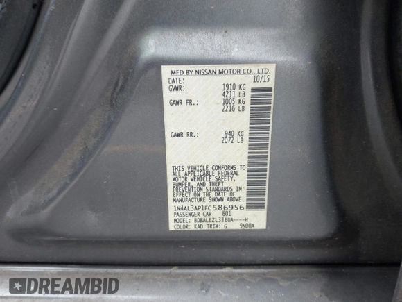 2015 Nissan Altima S z VIN 1N4AL3AP1FC586956, wystawiony jako IAAI lot #42340400 z przebiegiem 269 158 mil mil oraz . Historia ofert i sprzedaży dostępna na DreamBid. Obrazek 9.