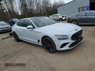 2023 Genesis G70 3.3T with VIN KMTG54TEXPU114395, listed as a Copart auction lot 81237134 with 27,207 mi miles and Salvage Title. Bid and sale history available at DreamBid. Image 4.