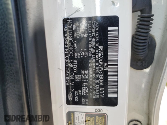 2021 Kia Seltos S z VIN KNDEU2AA5M7075898, wystawiony jako Copart lot #57243215 z przebiegiem 48 361 mil mil oraz Szkoda całkowita • Salvage title. Historia ofert i sprzedaży dostępna na DreamBid. Obrazek 13.