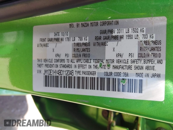 2011 Mazda 2 Sport с VIN JM1DE1HY4B0112046, выставлен на аукционе IAAI как лот 42557651 с пробегом 151 851 миль миль и . История ставок и продаж доступна на DreamBid. Изображение 9.