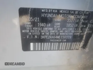2021 Hyundai Accent SEL with VIN 3KPC24A64ME150319, listed as a Copart auction lot 85882874 with 0 mi miles and Salvage Title. Bid and sale history available at carsss.com. Image 14.