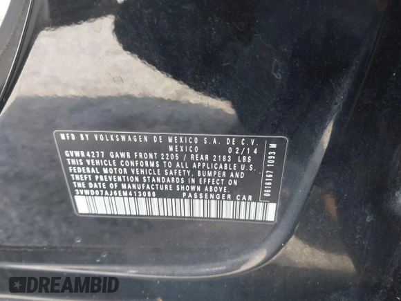 2014 Volkswagen Jetta SE with VIN 3VWD07AJ6EM413088, listed as a IAAI auction lot 42541755 with 163,278 mi miles and . Bid and sale history available at DreamBid. Image 9.