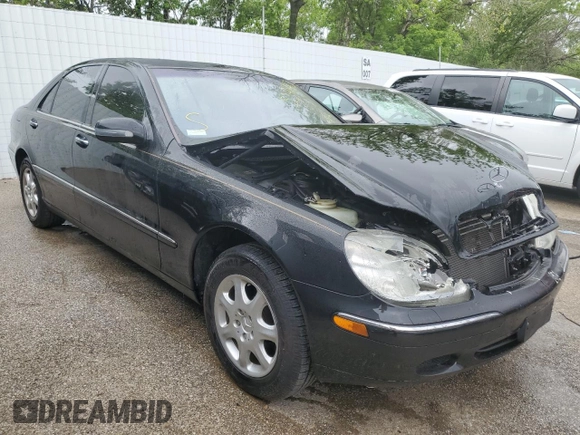 2001 Mercedes-Benz S-Class with VIN WDBNG70JX1A218220, listed as a Copart auction lot 53414154 with 64,171 mi miles and Salvage Title. Bid and sale history available at carsss.com. Image 4.