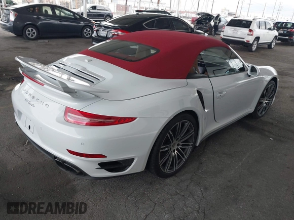 2015 Porsche 911 Turbo with VIN WP0CD2A9XFS178490, listed as a IAAI auction lot 41383315 with 14,345 mi miles. Bid and sale history available at carsss.com. Image 4.