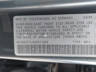 2005 Volkswagen Touareg 3.2L V6 with VIN WVGZG77L55D071024, listed as a IAAI auction lot 42111205 with 204,417 mi miles and . Bid and sale history available at DreamBid. Image 9.