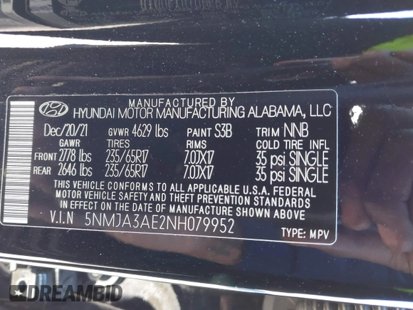 2022 Hyundai Tucson SE with VIN 5NMJA3AE2NH079952, listed as a IAAI auction lot 40908823 with 8,203 mi miles and . Bid and sale history available at carsss.com. Image 9.