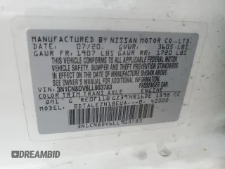 2020 Nissan Versa S with VIN 3N1CN8DV6LL903783, listed as a Copart auction lot 51826585 with 67,030 mi miles and Clean title. Bid and sale history available at DreamBid. Image 14.